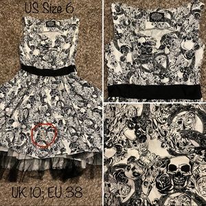 White Skull Print Rockabilly Dress, US Size 6